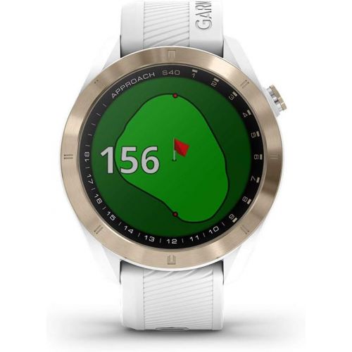 가민 Garmin Approach S40, Stylish GPS Golf Smartwatch, Lightweight with Touchscreen Display, White/Light Gold