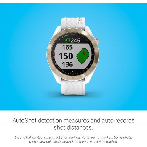 가민 Garmin Approach S40, Stylish GPS Golf Smartwatch, Lightweight with Touchscreen Display, White/Light Gold