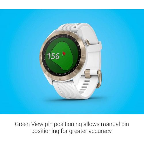 가민 Garmin Approach S40, Stylish GPS Golf Smartwatch, Lightweight with Touchscreen Display, White/Light Gold