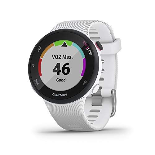 가민 Garmin Forerunner 45S, 39mm Easy-to-use GPS Running Watch with Coach Free Training Plan Support, White