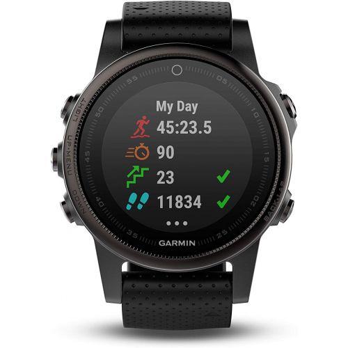 가민 Garmin fnix 5s, Premium and Rugged Smaller-Sized Multisport GPS Smartwatch, Sapphire Glass, Rose Gold/White