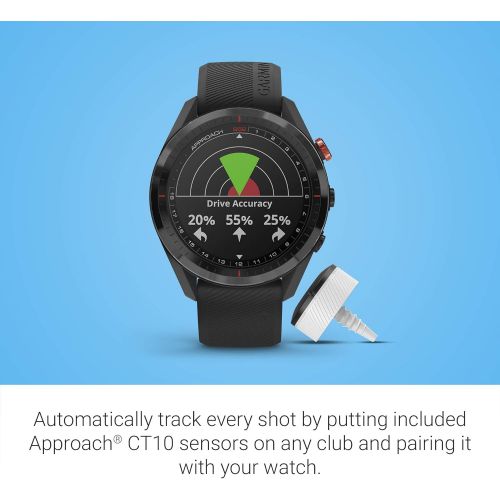 가민 Garmin Approach S62 Bundle, Premium Golf GPS Watch with 3 CT10 Club Tracking Sensors, Built-in Virtual Caddie, Mapping and Full Color Screen, Black