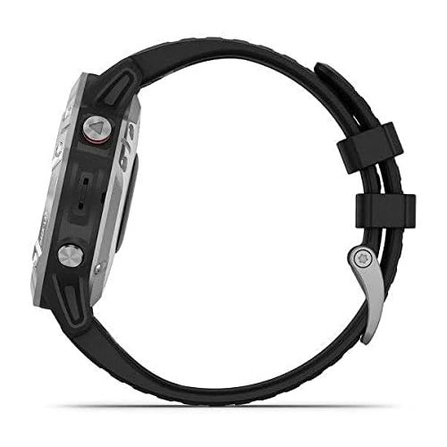 가민 Garmin fenix 6, Premium Multisport GPS Watch, Heat and Altitude Adjusted V02 Max, Pulse Ox Sensors and Training Load Focus, Silver with Black Band