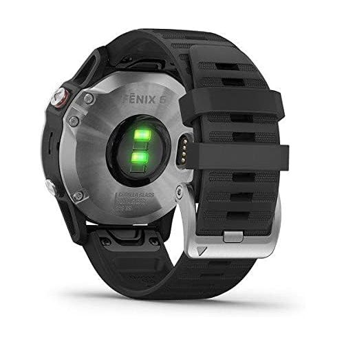 가민 Garmin fenix 6, Premium Multisport GPS Watch, Heat and Altitude Adjusted V02 Max, Pulse Ox Sensors and Training Load Focus, Silver with Black Band