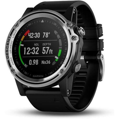 가민 Garmin Descent Mk1, Watch-Sized Dive Computer with Surface GPS, Includes Fitness Features, Silver with Black Band