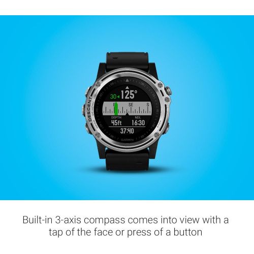 가민 Garmin Descent Mk1, Watch-Sized Dive Computer with Surface GPS, Includes Fitness Features, Silver with Black Band