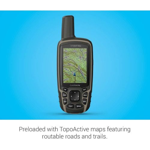 가민 Garmin GPSMAP 64sx, Handheld GPS with Altimeter and Compass, Preloaded with TopoActive Maps, Black/Tan