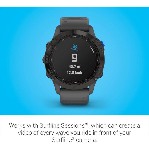 가민 Garmin fenix 6 Pro Solar, Multisport GPS Watch with Solar Charging Capabilities, Advanced Training Features and Data, Black with Slate Gray Band