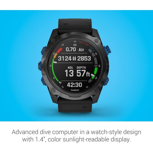 가민 Garmin Descent Mk2i/Descent T1 Bundle, Smaller-Sized Watch-Style Dive Computer with Air Integration, Multisport Training/Smart Features, Titanium Gray with Black Band, (010-02132-0