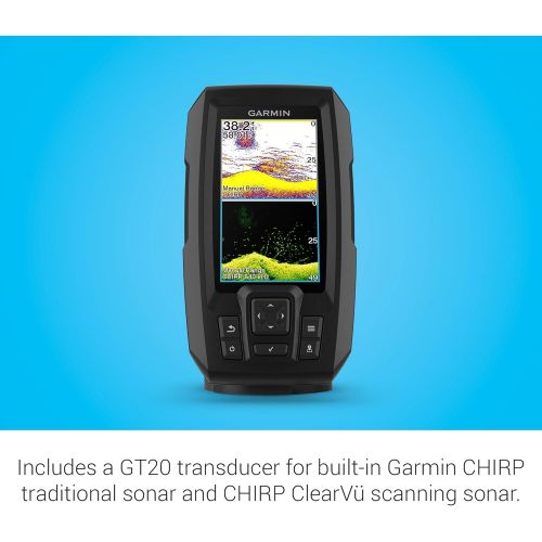 가민 [무료배송]가민 피쉬파인더 어군탐지기 Garmin Striker Vivid 4cv, Easy-to-Use 4-inch Color Fishfinder and Sonar Transducer, Vivid Scanning Sonar Color Palettes (010-02550-00)