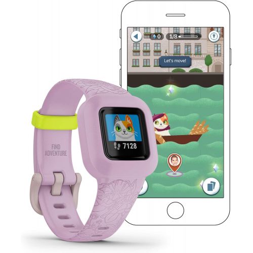 가민 [아마존베스트]Garmin vivofit jr. 3, Fitness Tracker for Kids, Includes Interactive App Experience, Swim-Friendly, Up To 1-year Battery Life, Lilac Floral