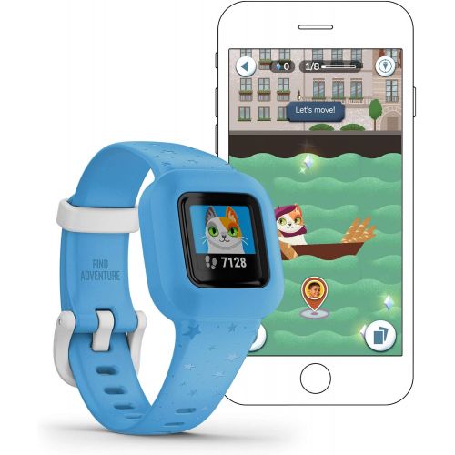 가민 [아마존베스트]Garmin vivofit jr. 3, Fitness Tracker for Kids, Includes Interactive App Experience, Swim-Friendly, Up To 1-year Battery Life, Blue Stars