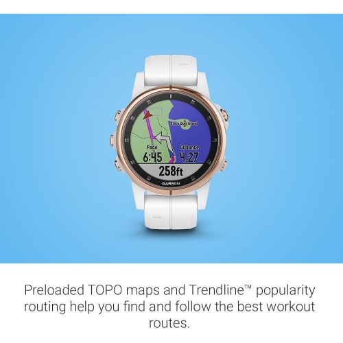 가민 [아마존베스트]Garmin fenix 5S Plus, Smaller-Sized Multisport GPS Smartwatch, Features Color Topo Maps, Heart Rate Monitoring, Music and Contactless Payment, White/Rose Gold