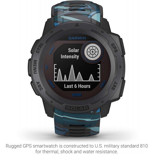 가민 [아마존베스트]Garmin Instinct Solar Surf, Solar-Powered Rugged Outdoor Smartwatch with Tide Data and Dedicated Surfing Activity, Pipeline