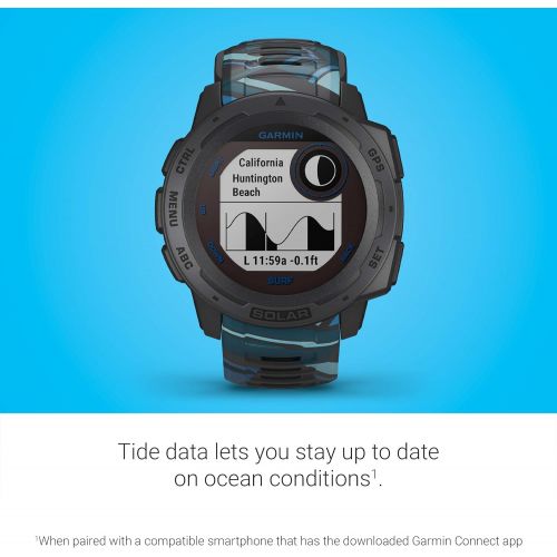 가민 [아마존베스트]Garmin Instinct Solar Surf, Solar-Powered Rugged Outdoor Smartwatch with Tide Data and Dedicated Surfing Activity, Pipeline