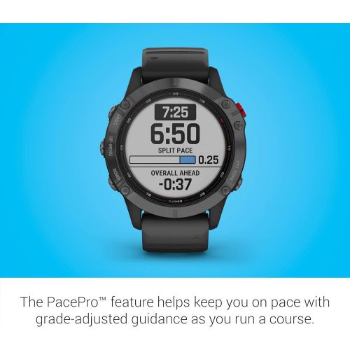 가민 [아마존베스트]Garmin fenix 6 Pro Solar, Solar-Powered Multisport GPS Watch, Advanced Training Features and Data, Slate Gray with Black Band