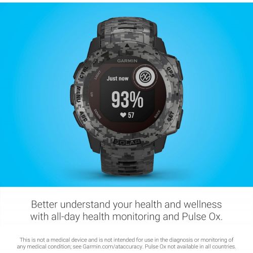 가민 [아마존베스트]Garmin Instinct Solar, Solar-Powered Rugged Outdoor Smartwatch, Built-in Sports Apps and Health Monitoring, Graphite Camo