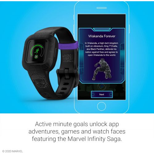 가민 Garmin vivofit jr. 3, Fitness Tracker for Kids, Swim-Friendly, Up To 1-year Battery Life, Marvel Black Panther