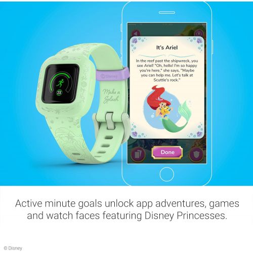 가민 Garmin vivofit jr. 3, Fitness Tracker for Kids, Swim-Friendly, Up To 1-year Battery Life, Disney The Little Mermaid