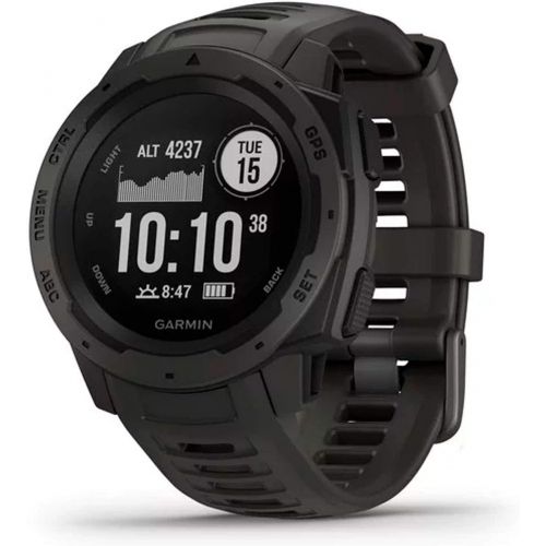 가민 Garmin 010-02064-00 Instinct, Rugged Outdoor Watch with GPS, Features Glonass and Galileo, Heart Rate Monitoring and 3-Axis Compass, Graphite