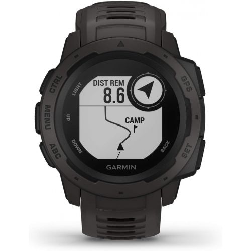 가민 Garmin 010-02064-00 Instinct, Rugged Outdoor Watch with GPS, Features Glonass and Galileo, Heart Rate Monitoring and 3-Axis Compass, Graphite