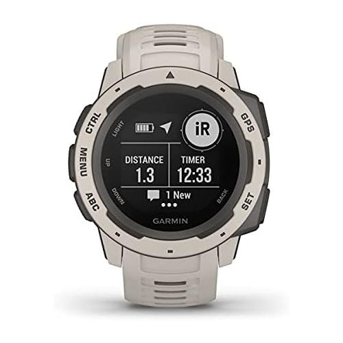 가민 Garmin 010-02064-01 Instinct, Rugged Outdoor Watch with GPS, Features Glonass and Galileo, Heart Rate Monitoring and 3-Axis Compass, Tundra