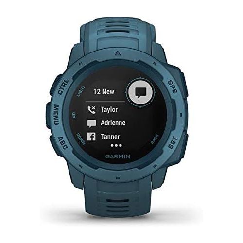 가민 Garmin Instinct, Rugged Outdoor Watch with GPS, Features Glonass and Galileo, Heart Rate Monitoring and 3-Axis Compass, Lakeside Blue