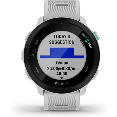 가민 Garmin Forerunner 55, GPS Running Watch with Daily Suggested Workouts, Up to 2 weeks of Battery Life, White