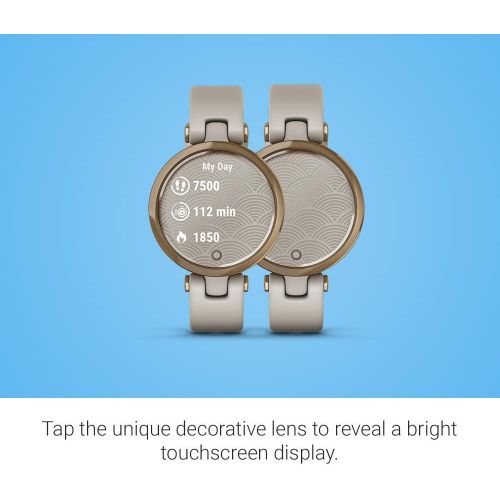 가민 Garmin Lily, Small GPS Smartwatch with Touchscreen and Patterned Lens, Rose Gold and Light Tan