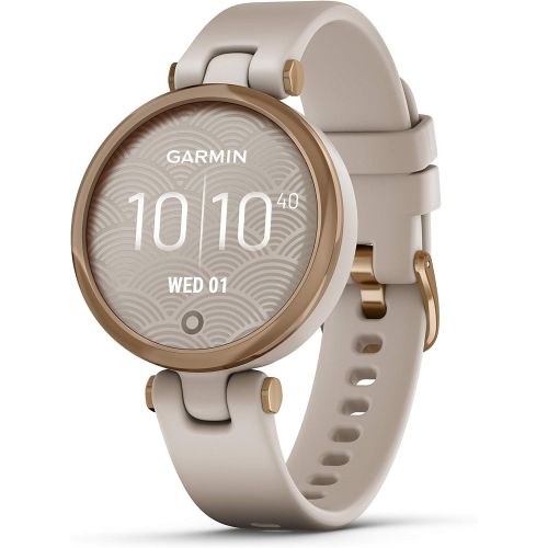 가민 Garmin Lily, Small GPS Smartwatch with Touchscreen and Patterned Lens, Rose Gold and Light Tan