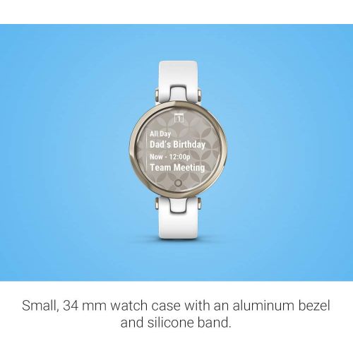 가민 Garmin Lily, Small GPS Smartwatch with Touchscreen and Patterned Lens, Light Gold and White
