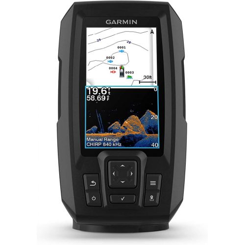 가민 Garmin Striker Vivid 4cv Bundle with Transducer and Protective Cover, 4-inch Color Fishfinder, Vivid Scanning Sonar Color Palettes 010-02550-00