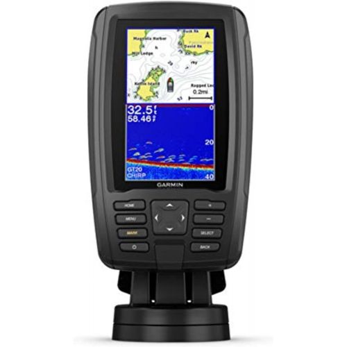 가민 Garmin ECHOMAP Plus 44cv, 4.3-inch Sunlight-readable Combo, Includes GT20 Transducer, with Bluechart G3 Maps and Clearvu and Traditional Chirp Sonar