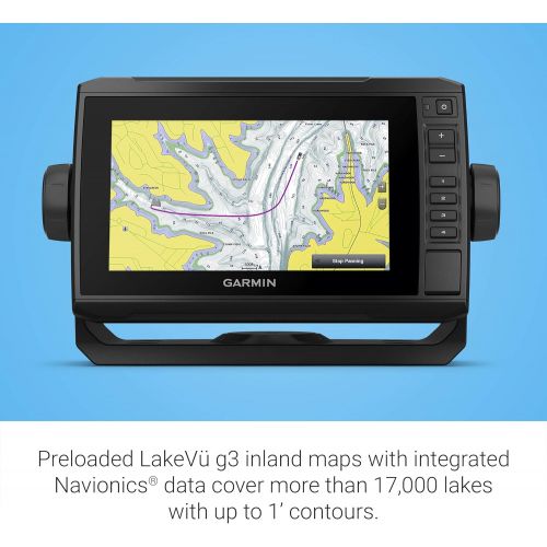 가민 Garmin ECHOMAP UHD 73cv, 7 Keyed-Assist Chartplotter with U.S. LakeVu? g3 and GT24UHD-TM transducer