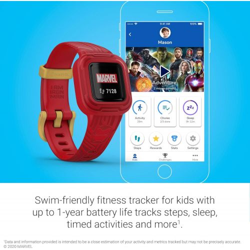 가민 [아마존베스트]Garmin vivofit jr. 3, Fitness Tracker for Kids, Swim-Friendly, Up to 1-Year Battery Life, Marvel Iron Man