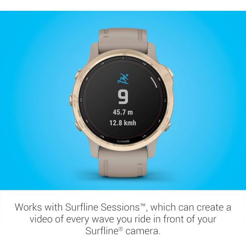 가민 [아마존베스트]Garmin fenix 6s Pro Solar, Smaller-Sized Solar-Powered Multisport GPS Watch, Advanced Training Features and Data, Light Gold with Tan Band