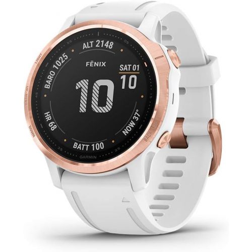 가민 [아마존베스트]Garmin fenix 6S Pro, Premium Multisport GPS Watch, Smaller-Sized, Features Mapping, Music, Grade-Adjusted Pace Guidance and Pulse Ox Sensors, Rose Gold with White Band