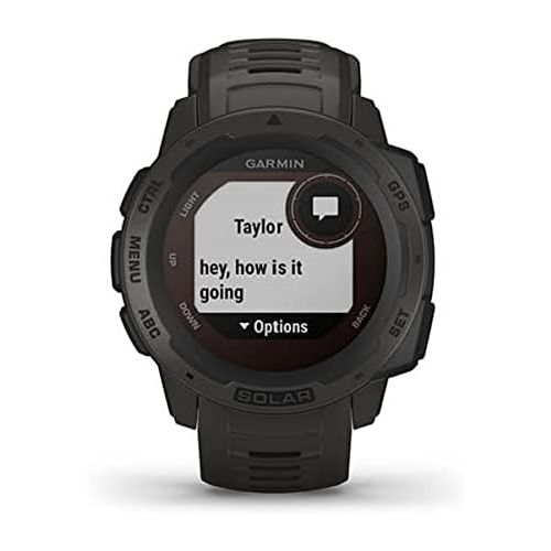 가민 Garmin Instinct Solar, Rugged Outdoor Smartwatch with Solar Charging Capabilities, Built-in Sports Apps and Health Monitoring, Graphite