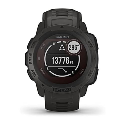 가민 Garmin Instinct Solar, Rugged Outdoor Smartwatch with Solar Charging Capabilities, Built-in Sports Apps and Health Monitoring, Graphite