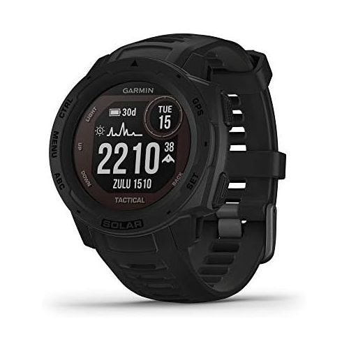 가민 Garmin Instinct Solar Tactical, Rugged Outdoor Smartwatch with Solar Charging Capabilities and Tactical Features, Built-in Sports Apps and Health Monitoring, Black