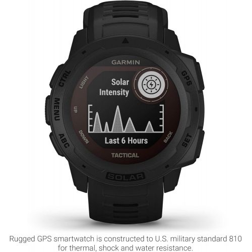 가민 Garmin Instinct Solar Tactical, Rugged Outdoor Smartwatch with Solar Charging Capabilities and Tactical Features, Built-in Sports Apps and Health Monitoring, Black