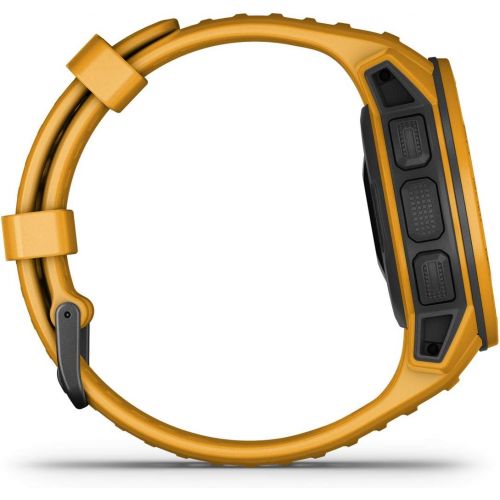 가민 Garmin Instinct Solar, Rugged Outdoor Smartwatch with Solar Charging Capabilities, Built-in Sports Apps and Health Monitoring, Sunburst Yellow