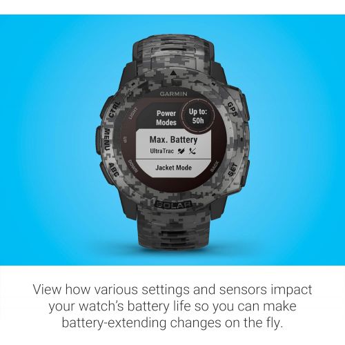 가민 Garmin Instinct Solar, Rugged Outdoor Smartwatch with Solar Charging Capabilities, Built-in Sports Apps and Health Monitoring, Graphite Camo
