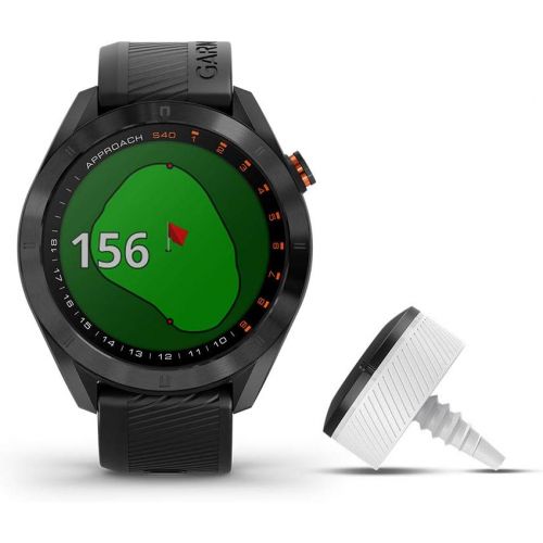 가민 Garmin Approach S40 Bundle, Stylish GPS Golf Smartwatch, Includes Three CT10 Club Trackers, Black