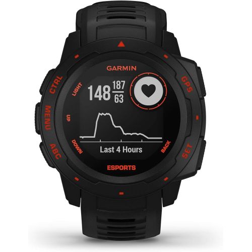 가민 Garmin Instinct Esports Edition, GPS Gaming Smartwatch with Esports Activity Profile, Broadcast Your Stress Level and Heart Rate to Game Streams via Str3AMUP!