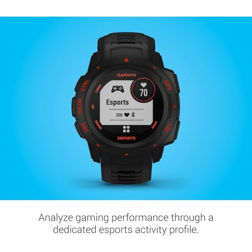 가민 Garmin Instinct Esports Edition, GPS Gaming Smartwatch with Esports Activity Profile, Broadcast Your Stress Level and Heart Rate to Game Streams via Str3AMUP!