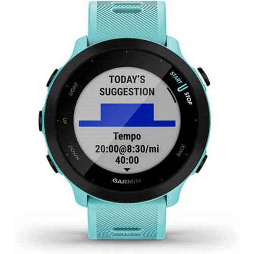 가민 Garmin Forerunner 55, GPS Running Watch with Daily Suggested Workouts, Up to 2 weeks of Battery Life, Aqua