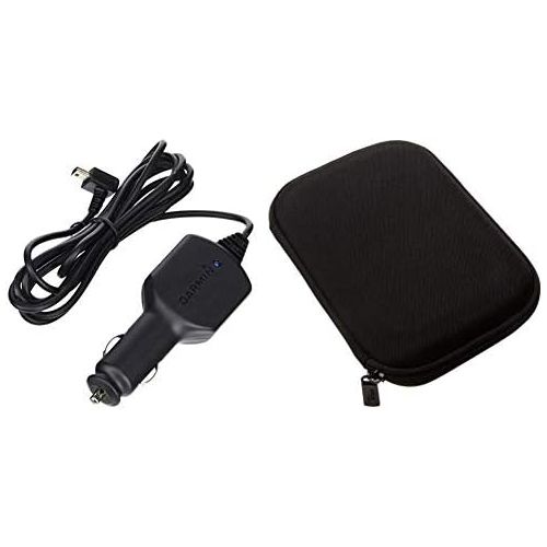 가민 Garmin Car Charger Mini USB 2 Amp & Amazon Basics Hard Case for 5 Inch Navigation Devices Black
