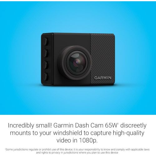 가민 Garmin Dash Cam 65W 1080P w 180-Degree Field of View (010-01750-05) with 1 Year Extended Warranty