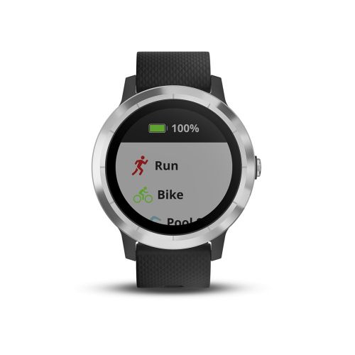 가민 Garmin Vivoactive 3, GPS Smartwatch with Contactless Payments and Built-In Sports APPS, Black with Silver Hardware